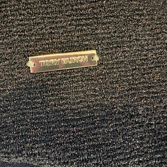 TORY BURCH Lindley Metallic Wool Blend Sweater Top Zip Back Stretch Knit Size XS - Picture 8 of 12